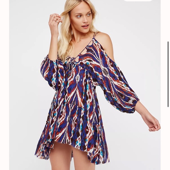 NWOT FREE PEOPLE ONE Monarch Cold Shoulder Mini Dress Size Medium - Picture 4 of 11